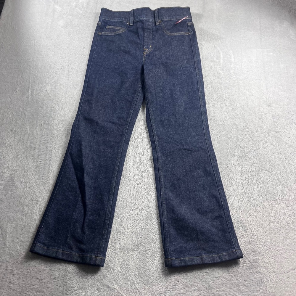Spanx Cropped Kick Flare Jeans Raw Indigo Dark Wash Denim 20699R Womens Medium